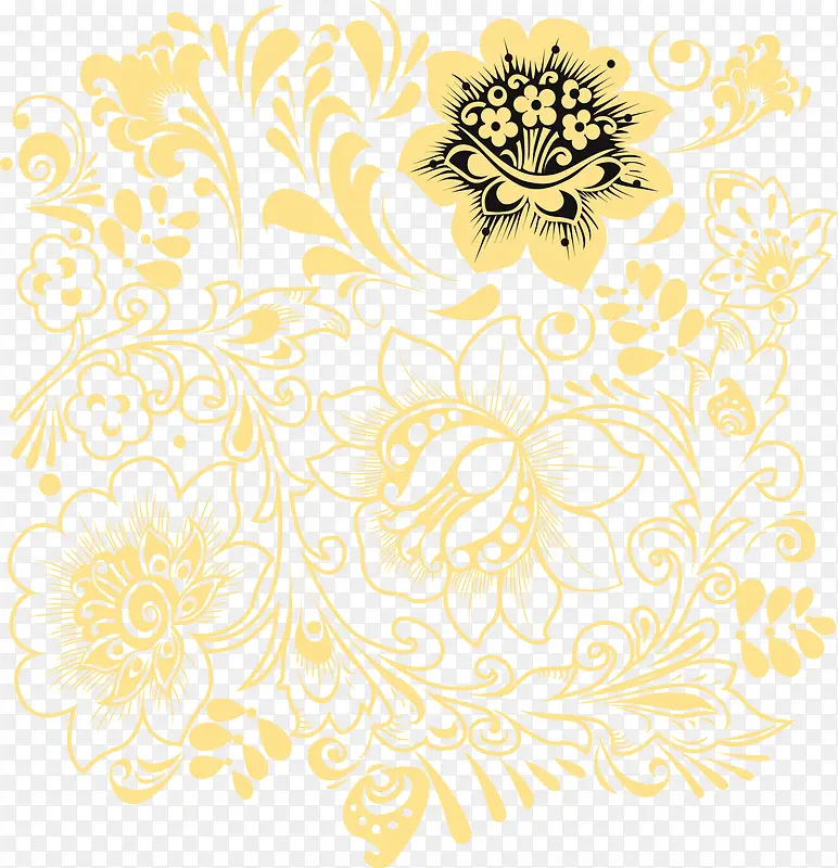 矢量金色花朵底纹图