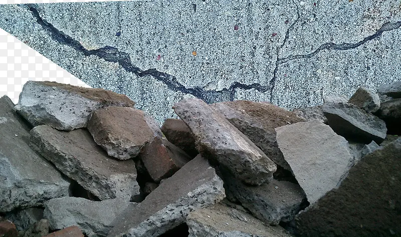 唐山大地震碎石裂缝素材