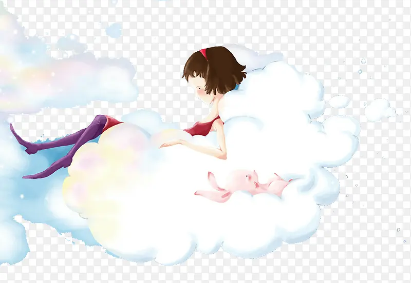 躺在云上的女孩
