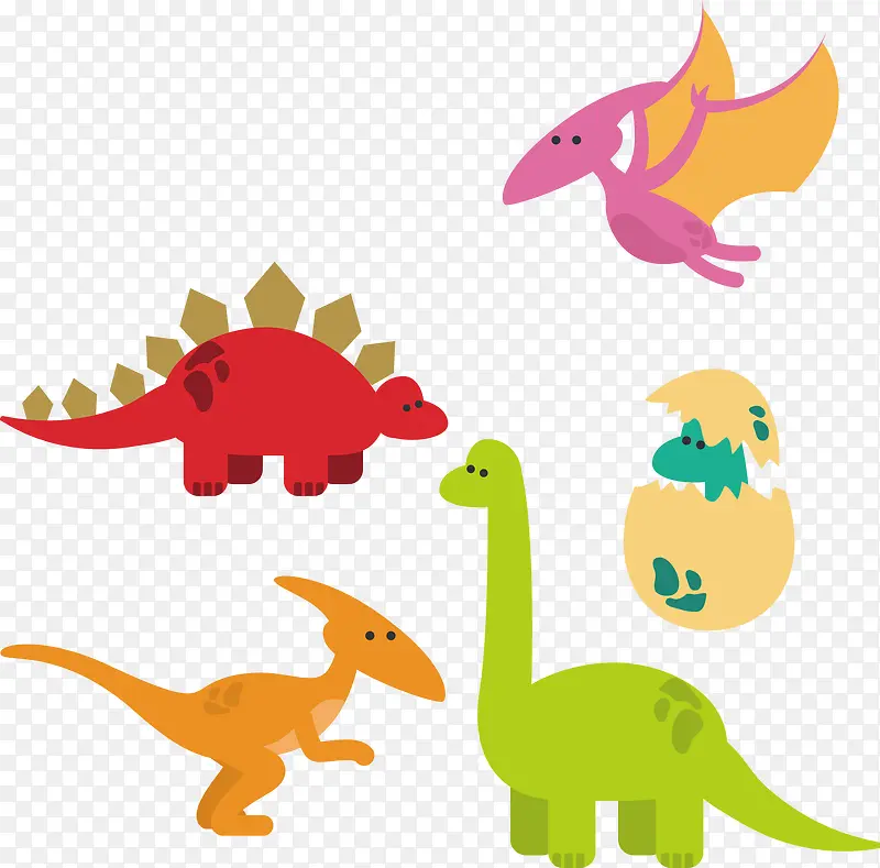 彩色恐龙矢量图