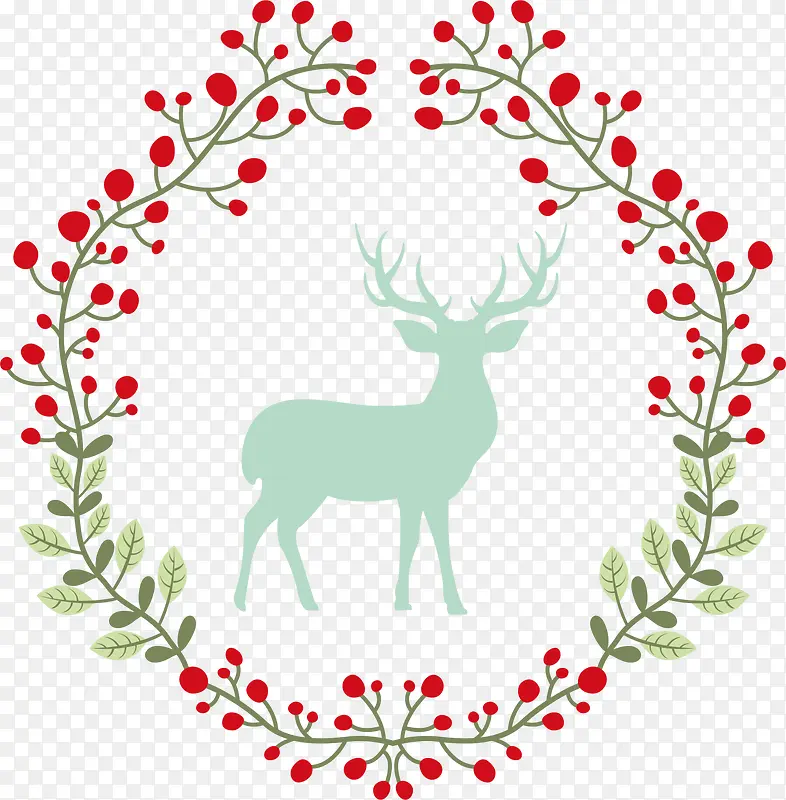 红色圣诞节麋鹿花圈