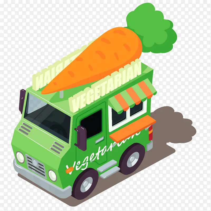 绿色汽车上的活萝卜