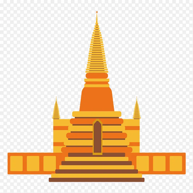 扁平化标志性泰国玉佛寺建筑旅游