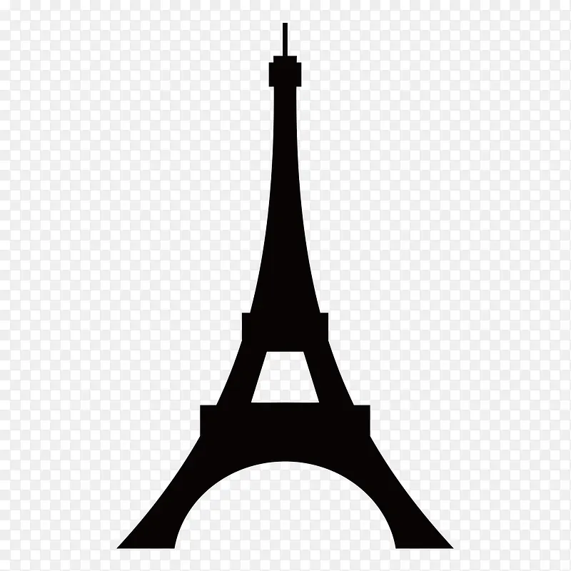 手绘巴黎铁塔建筑旅游景点剪影