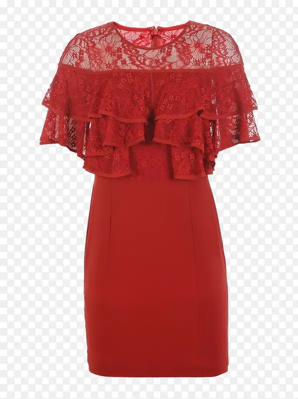 红色披风蕾丝裙
