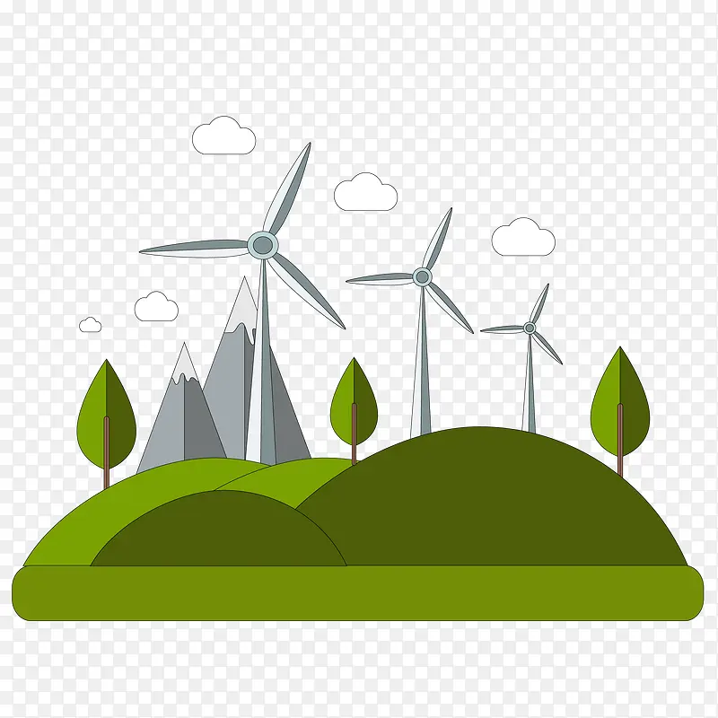 卡通风能环保能源矢量图