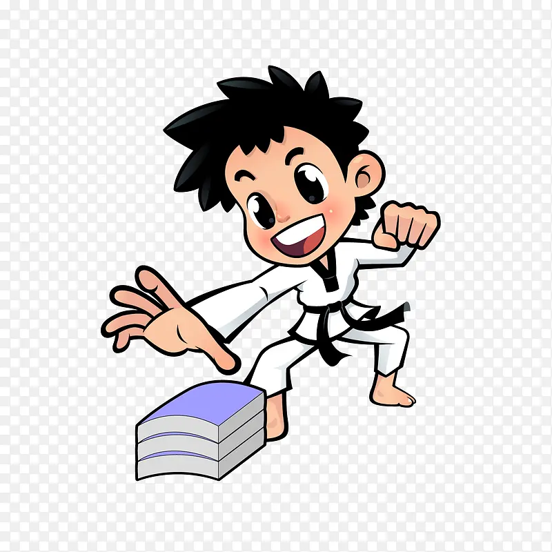 卡通练习跆拳道的男孩设计