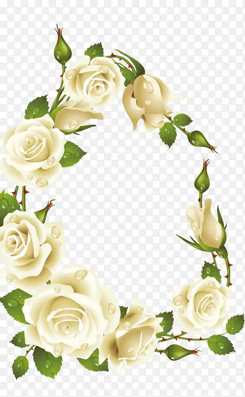 白玫瑰花边