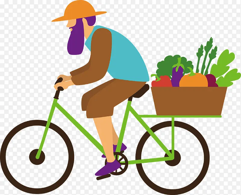 骑自行车买菜的男子