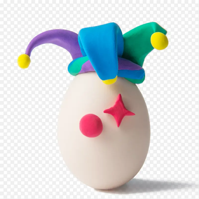 戴着小丑帽的立体鸡蛋