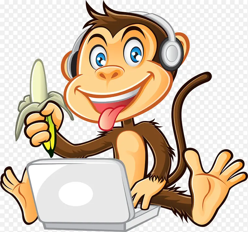 玩电脑的猴子
