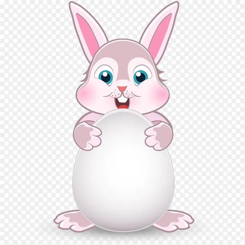 抱彩蛋的小兔子矢量素材