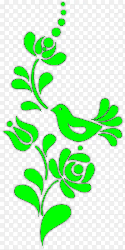 绿色的小鸟树枝剪贴画