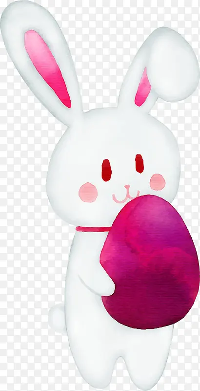 白色水彩彩蛋兔子