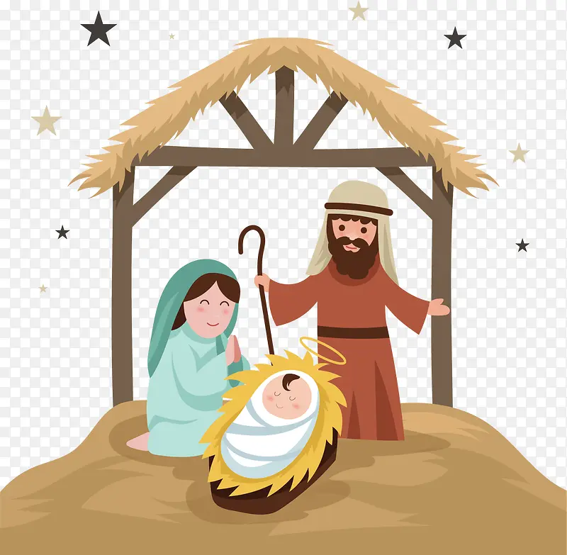 圣诞节草棚耶稣诞生