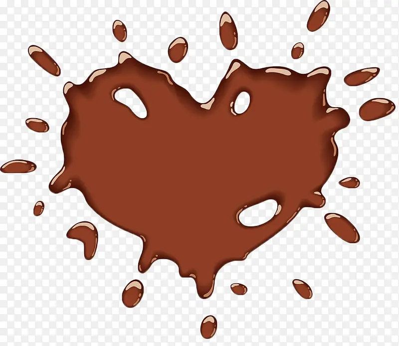 手绘心形棕色巧克力浆