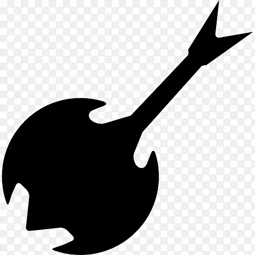 吉他乐器的黑色剪影图标