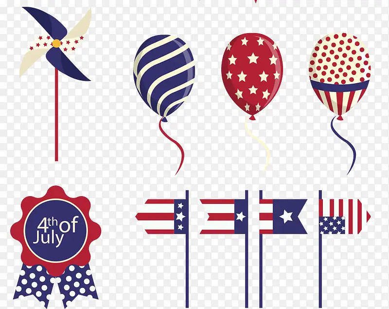 美国风格矢量气球装饰