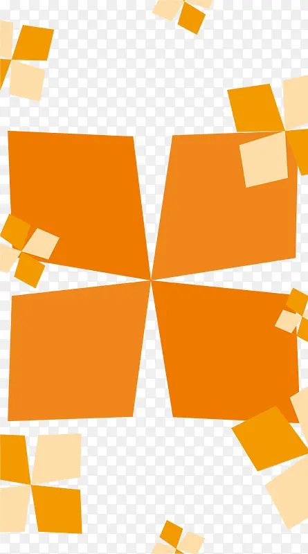 矢量橙色立体几何四瓣花装饰