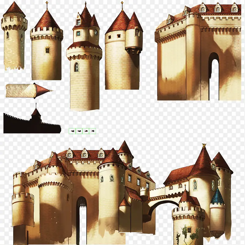 卡通旗帜景物图片 城堡
