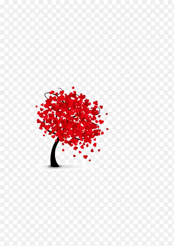 红色心形美丽爱心树矢量素材