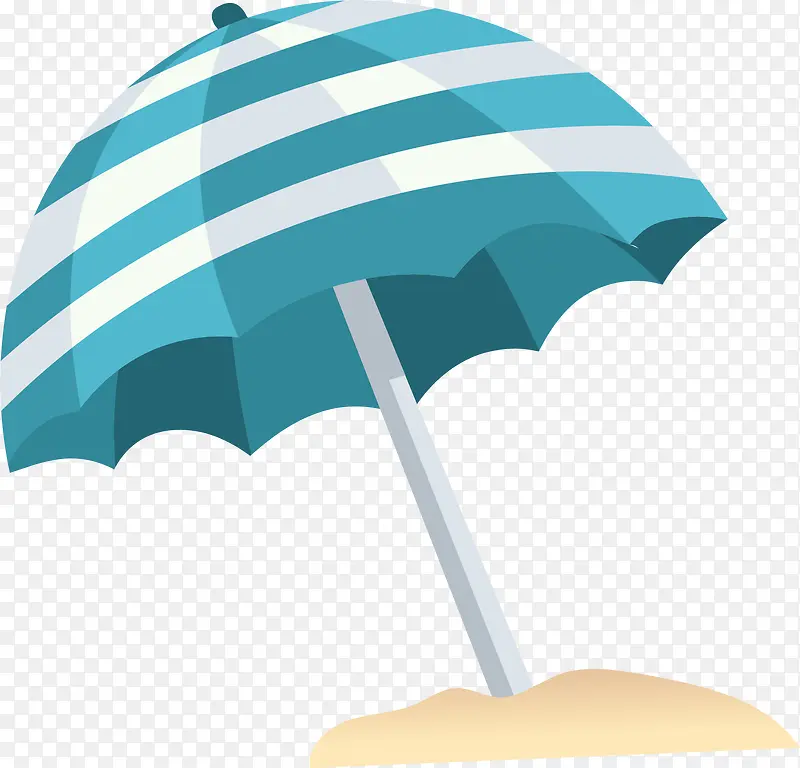 夏日海滩绿色阳伞