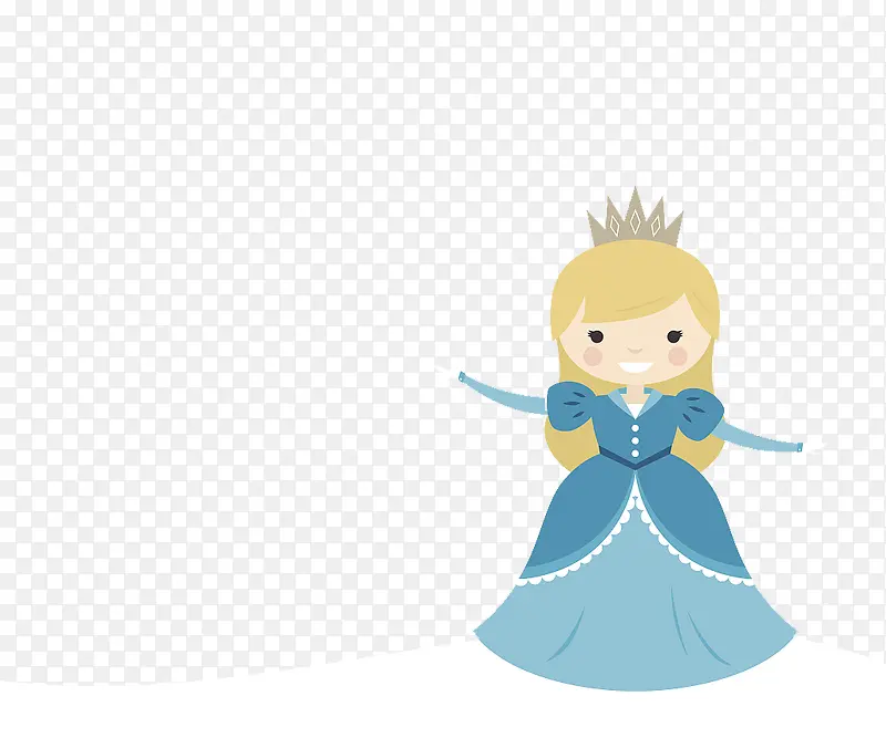 扁平插图穿公主礼服的小女孩