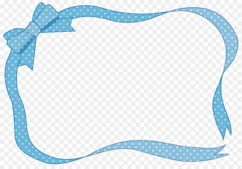 蓝色卡通斑点蝴蝶结丝带