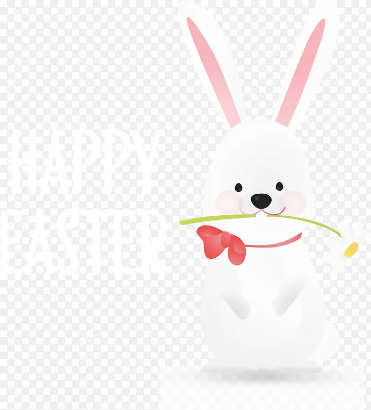 复活节叼着花朵的兔子