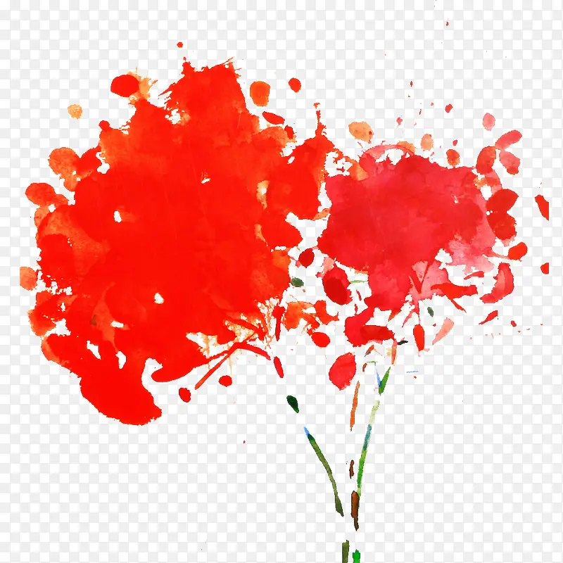抽象泼墨红色花卉