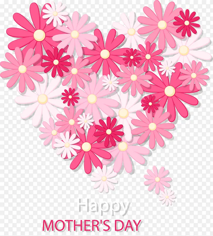 母亲节快乐花朵爱心