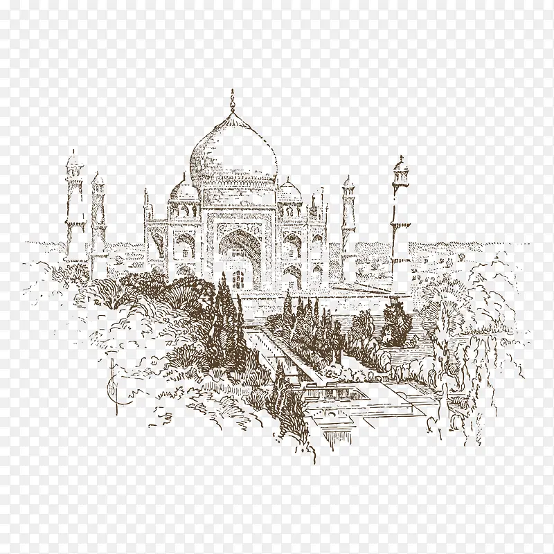 印度泰姬陵建筑旅游景点素材