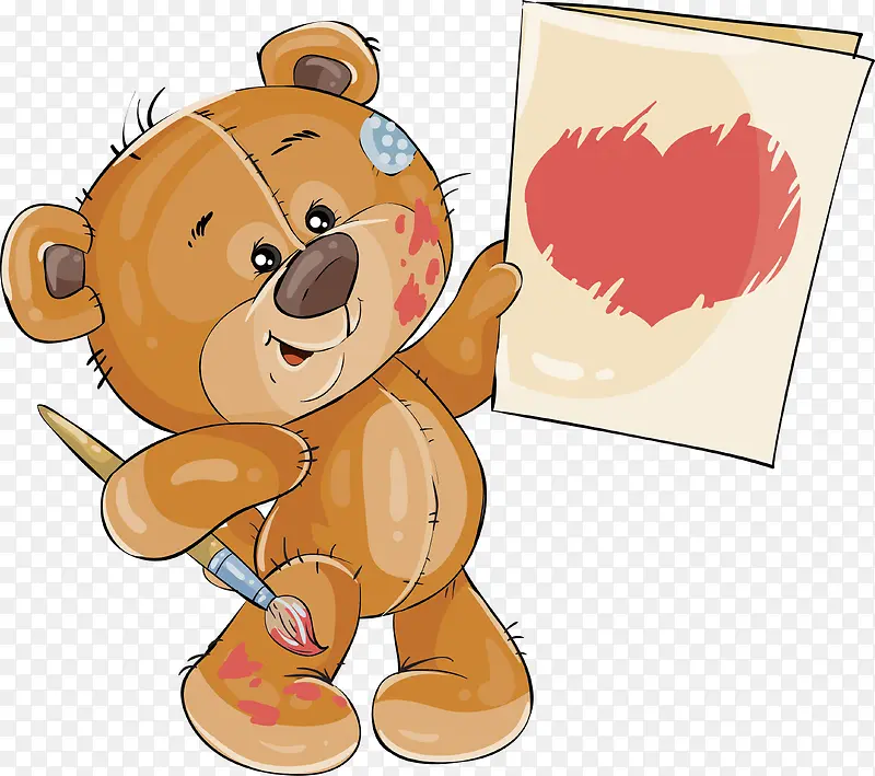 涂鸦爱心的小熊