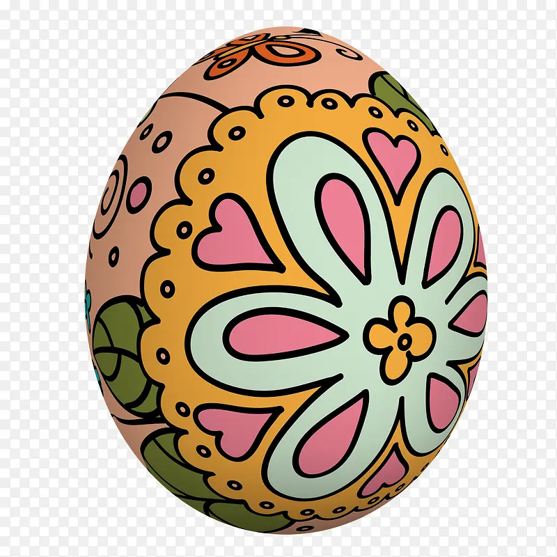 手绘矢量花纹复活节彩蛋
