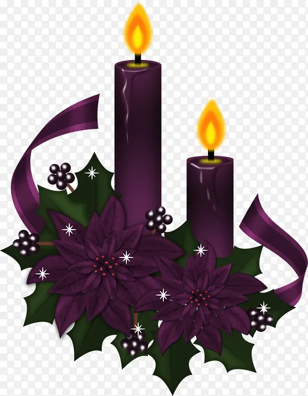 紫色蜡烛和火焰