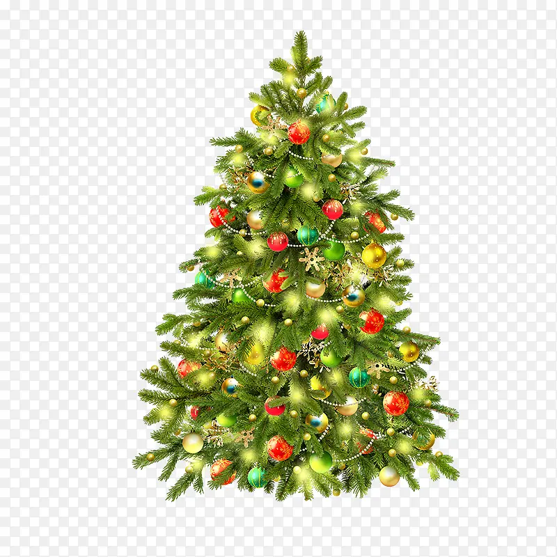 装满礼物和灯的圣诞树
