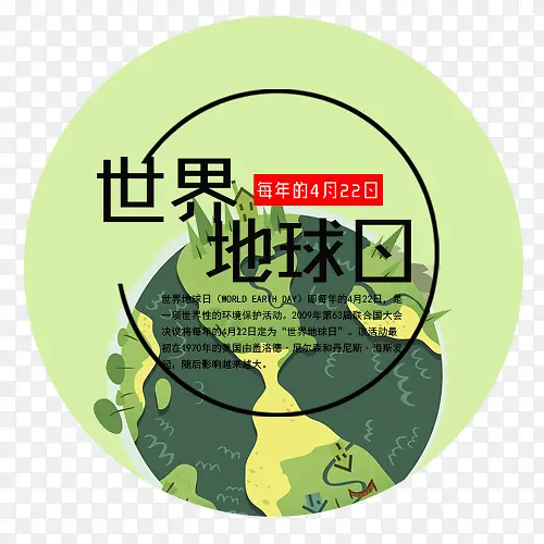绿色清新装饰世界地球日标签