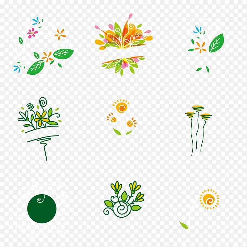矢量藤蔓花卉装饰图标