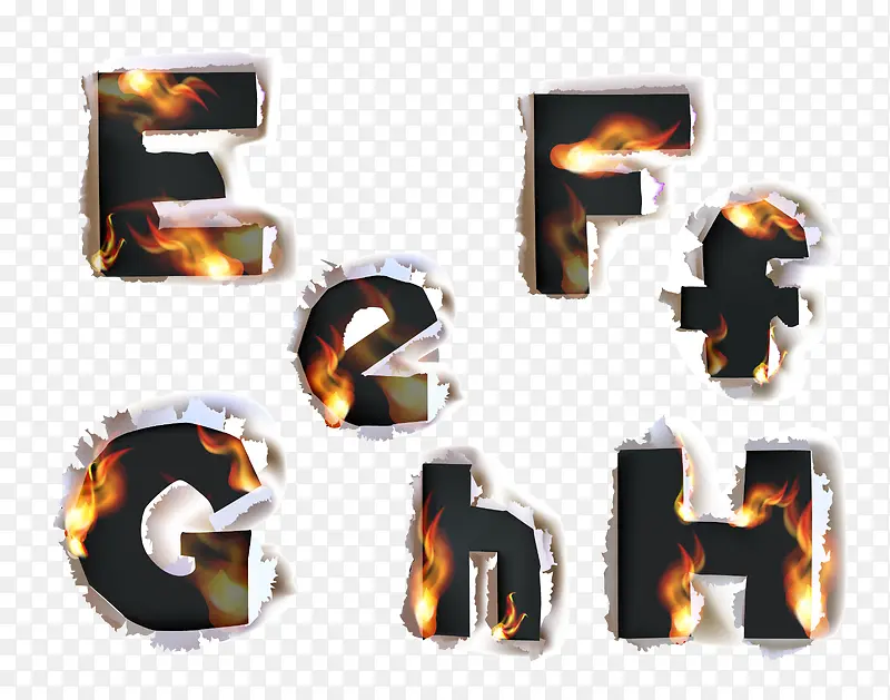 火焰燃烧撕纸字母