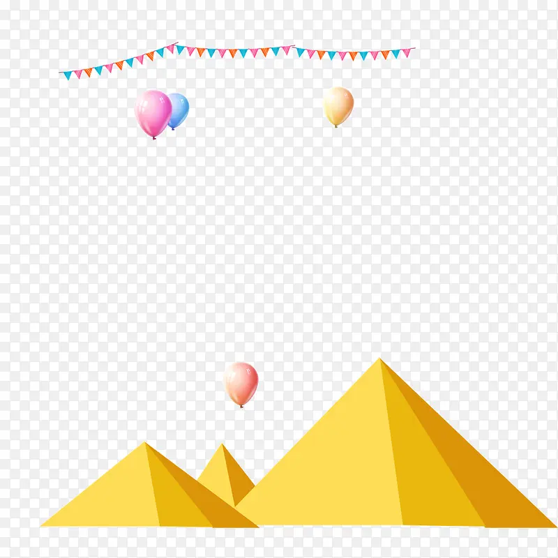 装饰图案 背景元素 山 气球 彩带