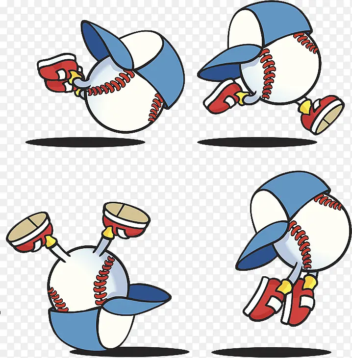 潮流插图戴蓝色帽子的棒球卡通