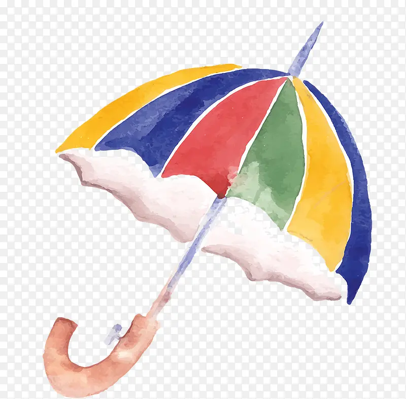 卡通手绘彩虹雨伞