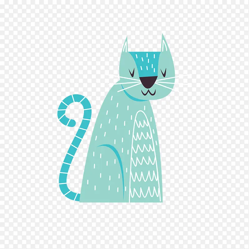 蓝色小猫卡通动物免抠素材
