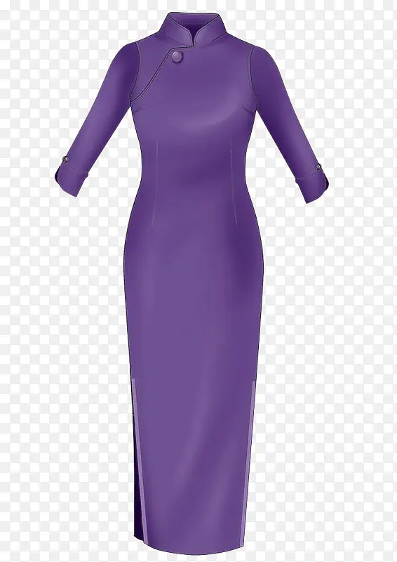 紫色古典旗袍女裙图片素材