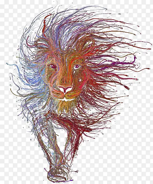 彩色线条组成的狮子头