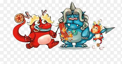 三只搞怪的年兽