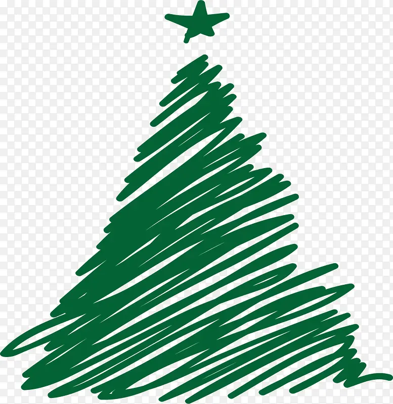 绿色线条涂鸦圣诞树