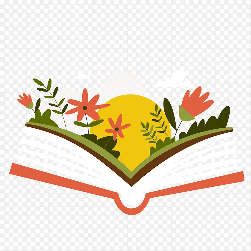世界图书日书本和花卉矢量图