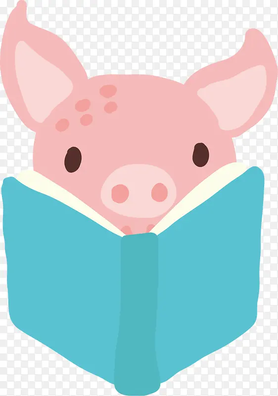 可爱卡通小猪读书