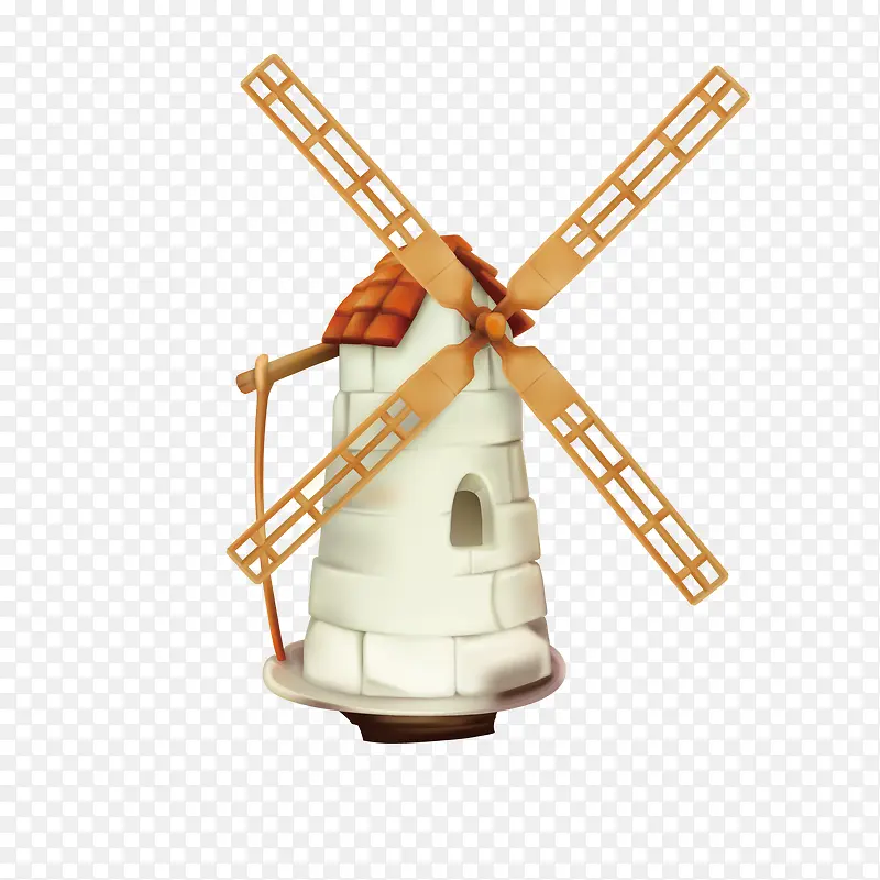 荷兰大风车手绘矢量素材